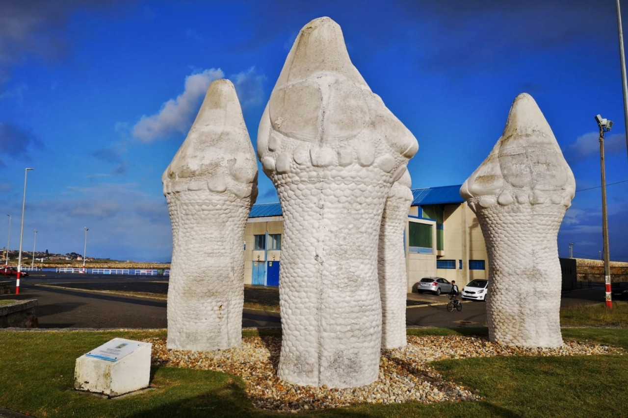 Funny monument to percebes (goose barnacles), the local delicacy